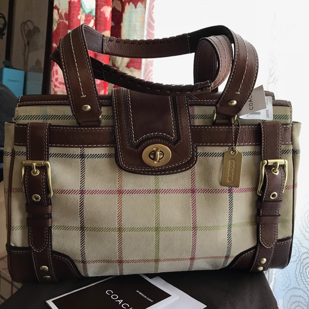 Coach 11082 Tattersall Suede Handbag